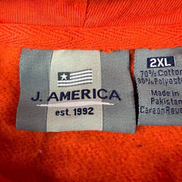 Y2K Illinois Fighting Illini Sweatshirt Adult Extra Extra Large Orange Hoodie - Picture 7 of 13